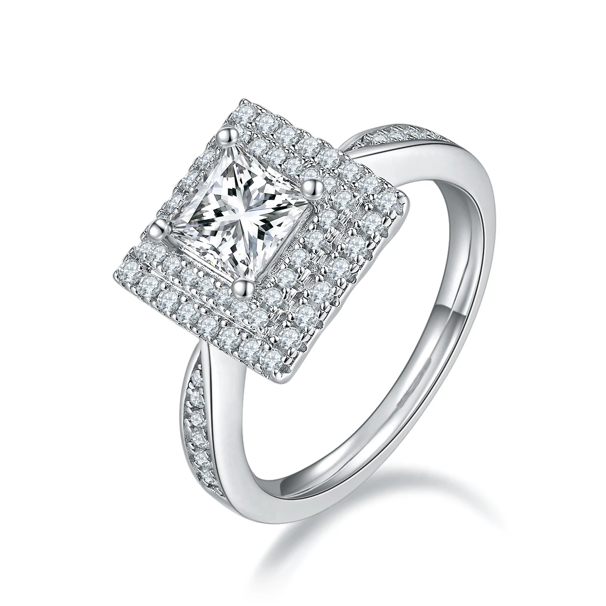 1 ct Square Halo Diamond Ring — product view 1