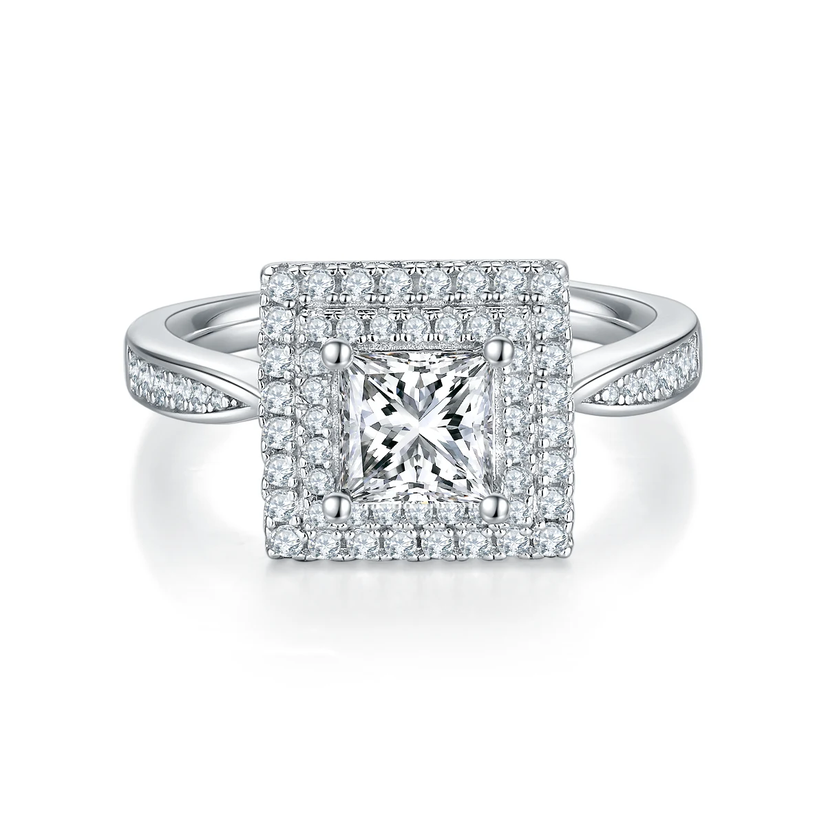 1 ct Square Halo Diamond Ring — product view 3