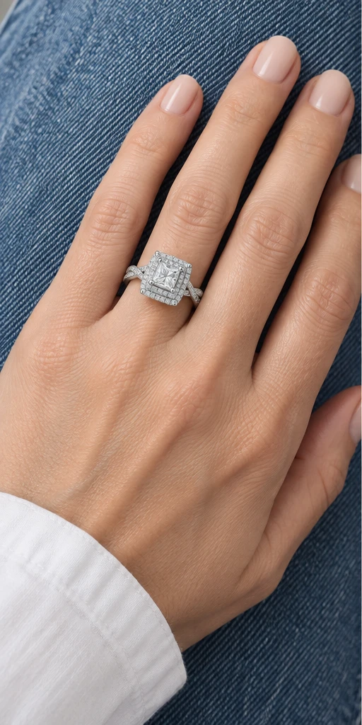 1 ct Square Halo Diamond Ring styling