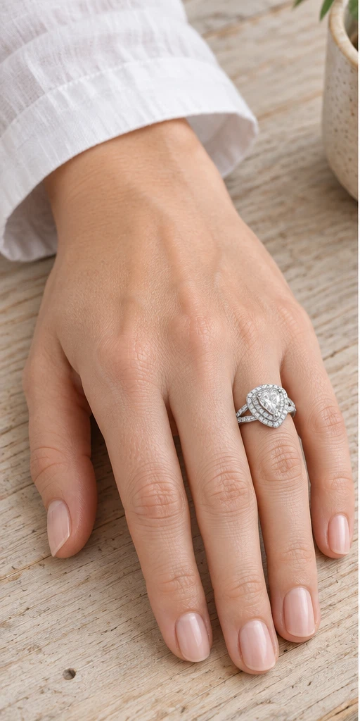 Trillion Halo Lab-Grown Diamond Ring — 1 ct styling