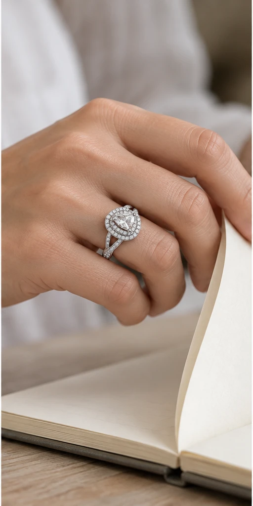 Trillion Halo Lab-Grown Diamond Ring — 1 ct editorial styling