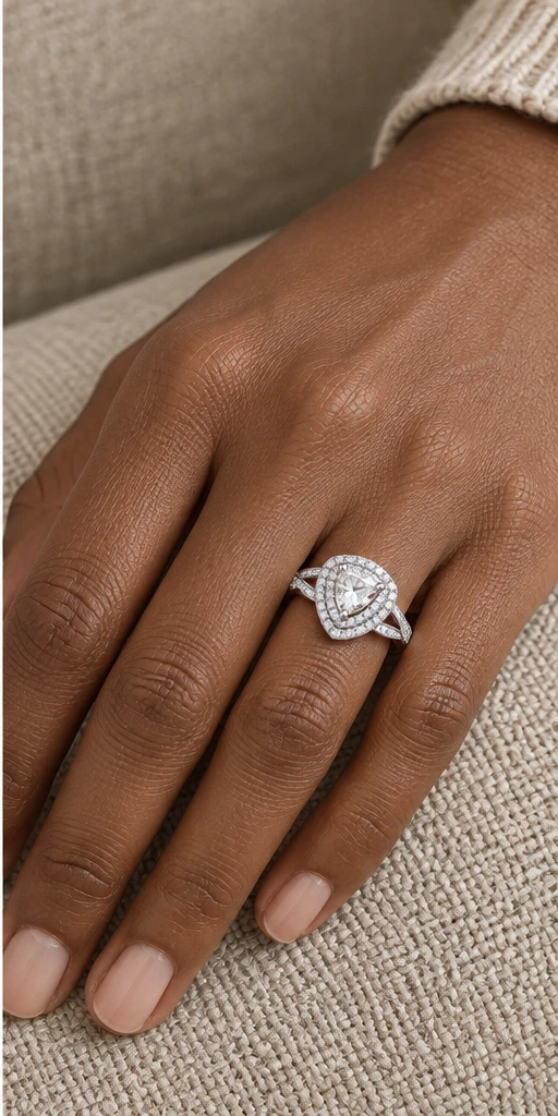 Trillion Halo Lab-Grown Diamond Ring — 1 ct editorial styling