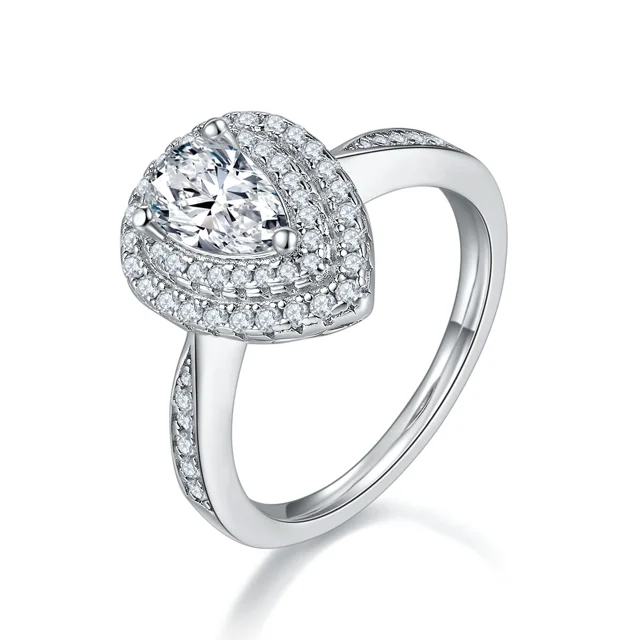 Pear Halo Lab-Grown Diamond Ring — 1 ct
