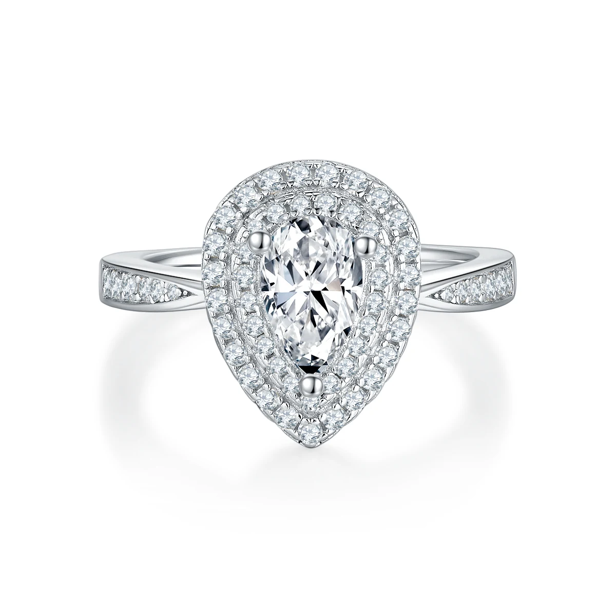 Pear Halo Lab-Grown Diamond Ring — 1 ct — product view 3