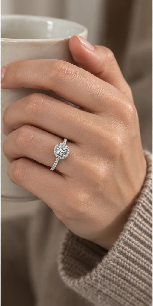 Round Elevated Lab-Grown Diamond Ring — 1 ct editorial styling