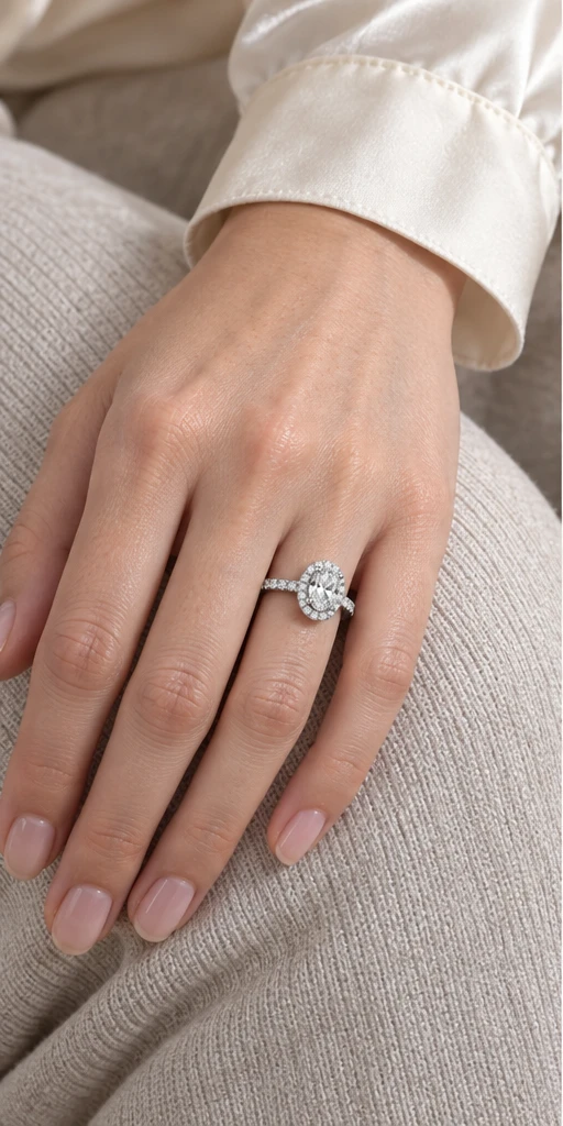 Oval Elevated Lab-Grown Diamond Ring — 1 ct styling