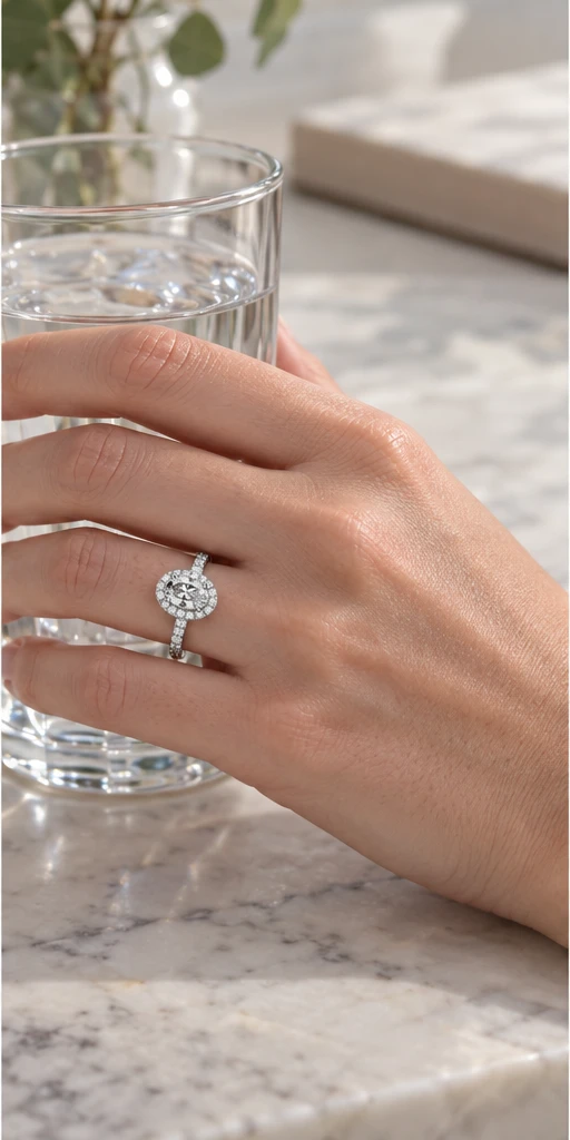 Oval Elevated Lab-Grown Diamond Ring — 1 ct editorial styling