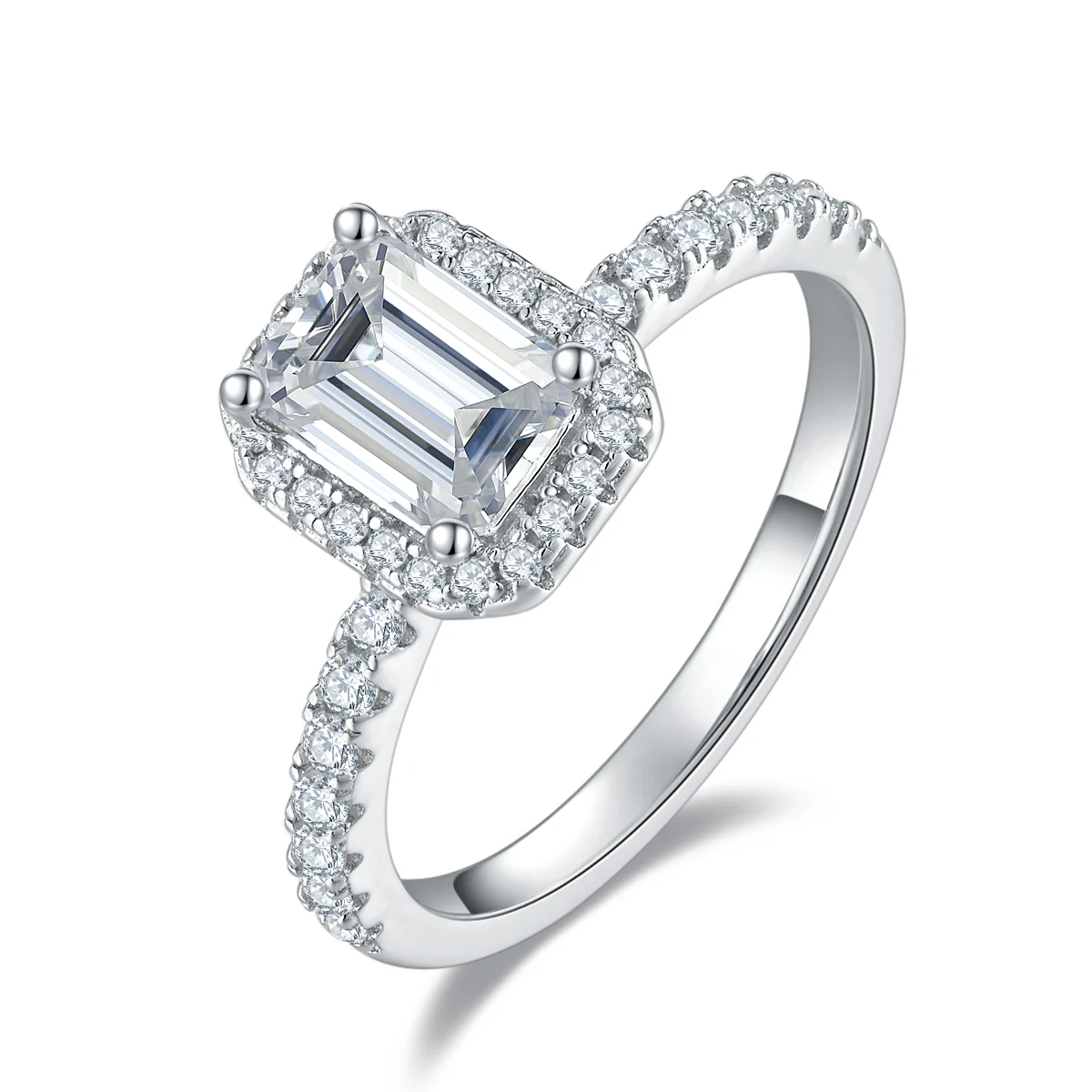 Rectangular Elevated Lab-Grown Diamond Ring — 1 ct — product view 1