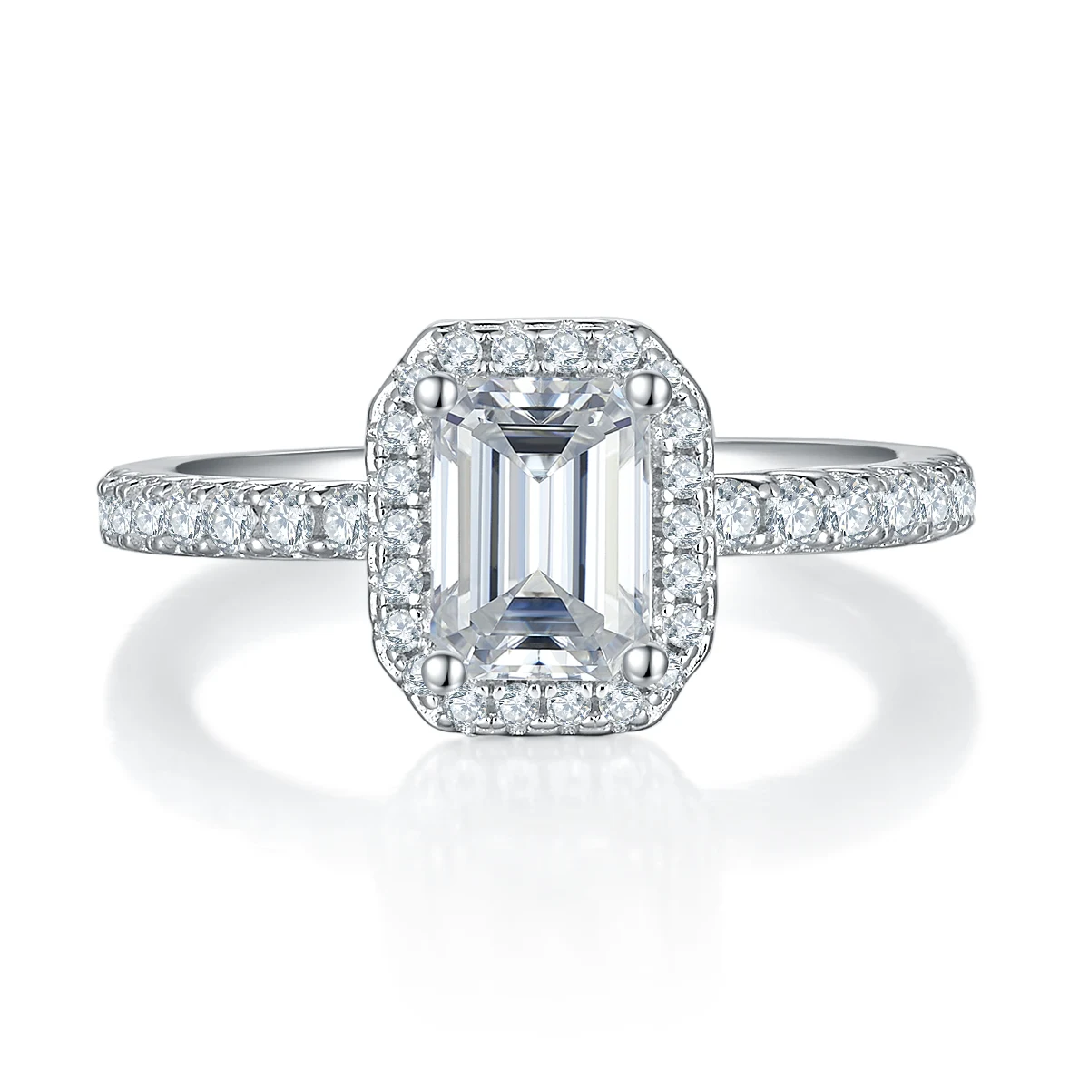 Rectangular Elevated Lab-Grown Diamond Ring — 1 ct — product view 3
