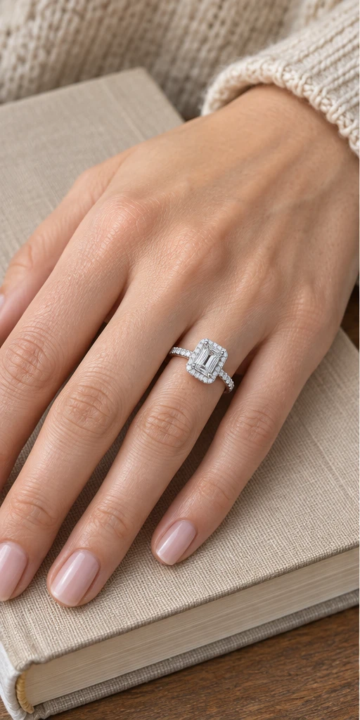 Rectangular Elevated Lab-Grown Diamond Ring — 1 ct styling