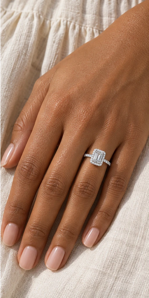 Rectangular Elevated Lab-Grown Diamond Ring — 1 ct editorial styling