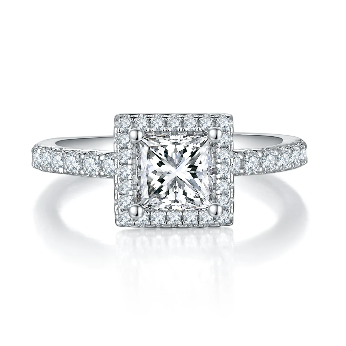 Square Elevated Lab-Grown Diamond Ring — 1 ct — product view 3