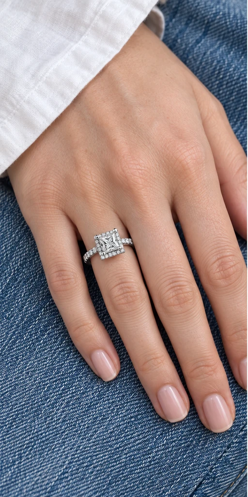 Square Elevated Lab-Grown Diamond Ring — 1 ct styling