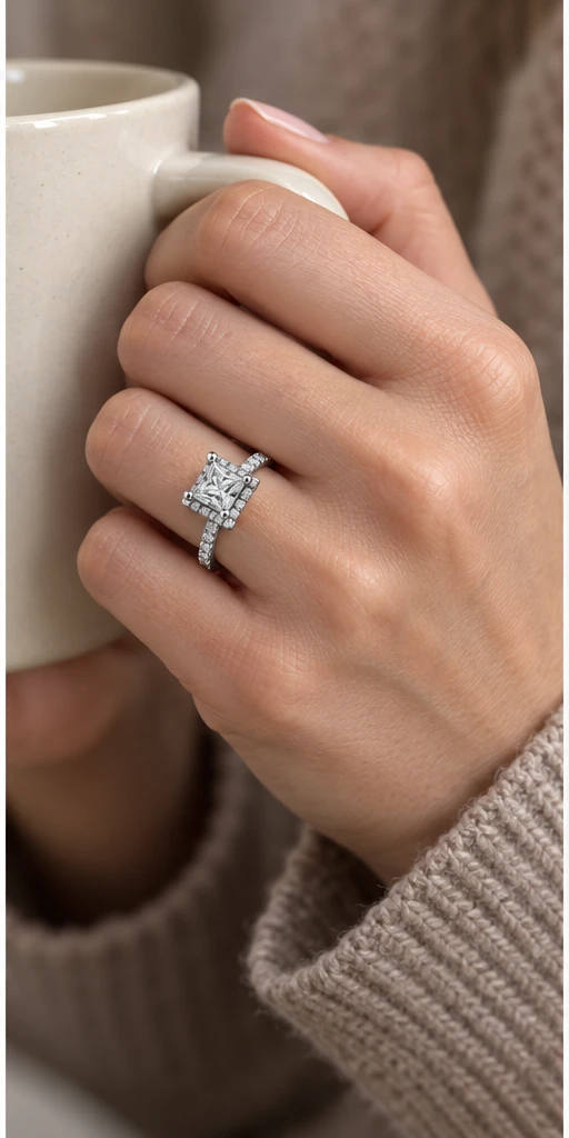 Square Elevated Lab-Grown Diamond Ring — 1 ct editorial styling