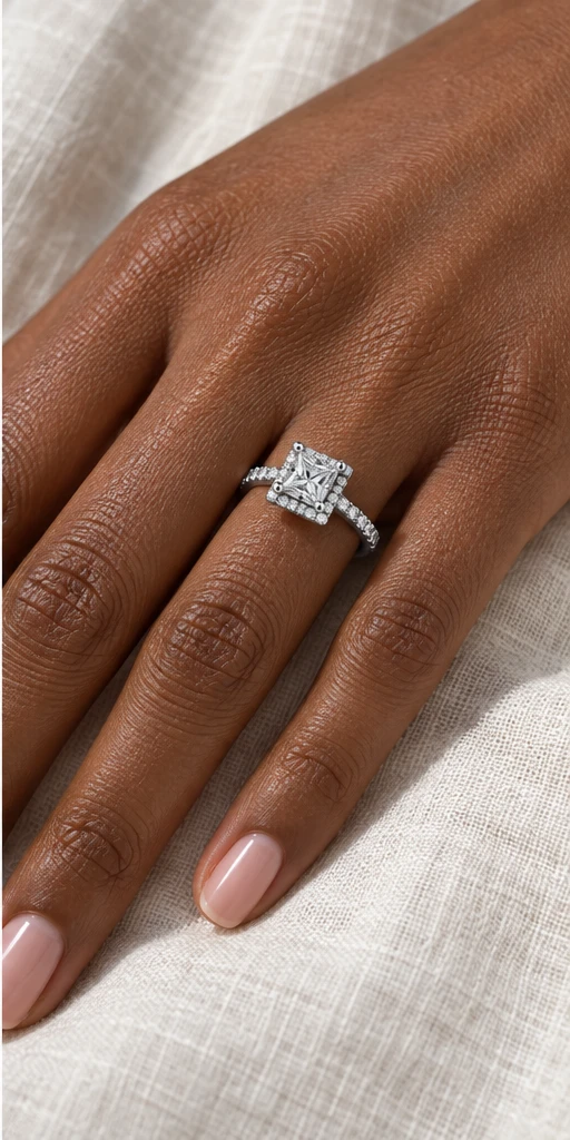 Square Elevated Lab-Grown Diamond Ring — 1 ct editorial styling
