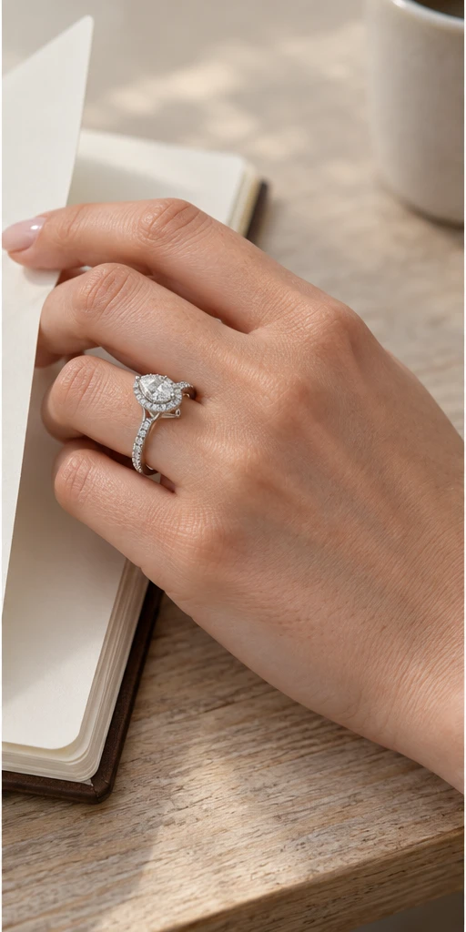 Pear Elevated Lab-Grown Diamond Ring — 1 ct editorial styling