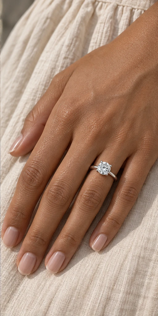Round Solitaire Lab-Grown Diamond Ring — 2 ct editorial styling