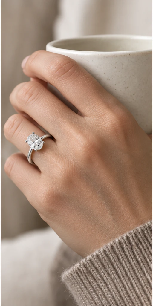 Round Solitaire Lab-Grown Diamond Ring — 2 ct editorial styling