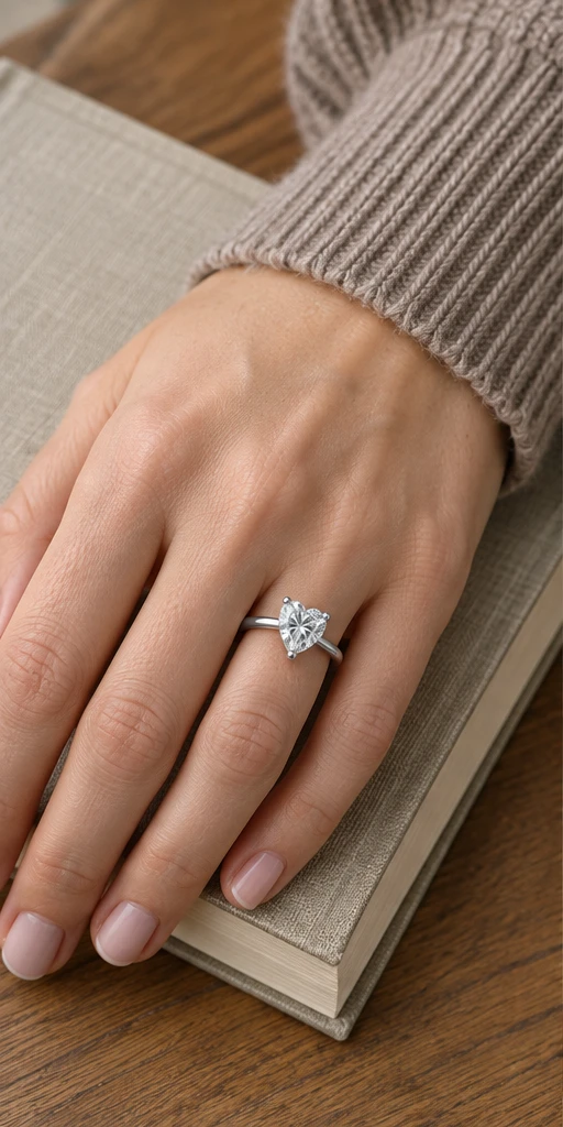 Heart Solitaire Lab-Grown Diamond Ring — 2 ct styling