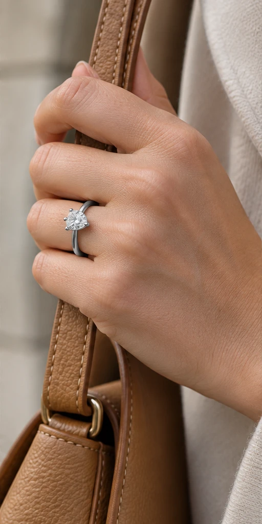 Heart Solitaire Lab-Grown Diamond Ring — 2 ct editorial styling