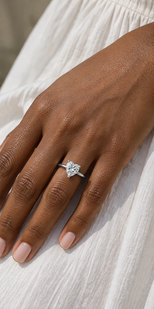 Heart Solitaire Lab-Grown Diamond Ring — 2 ct editorial styling