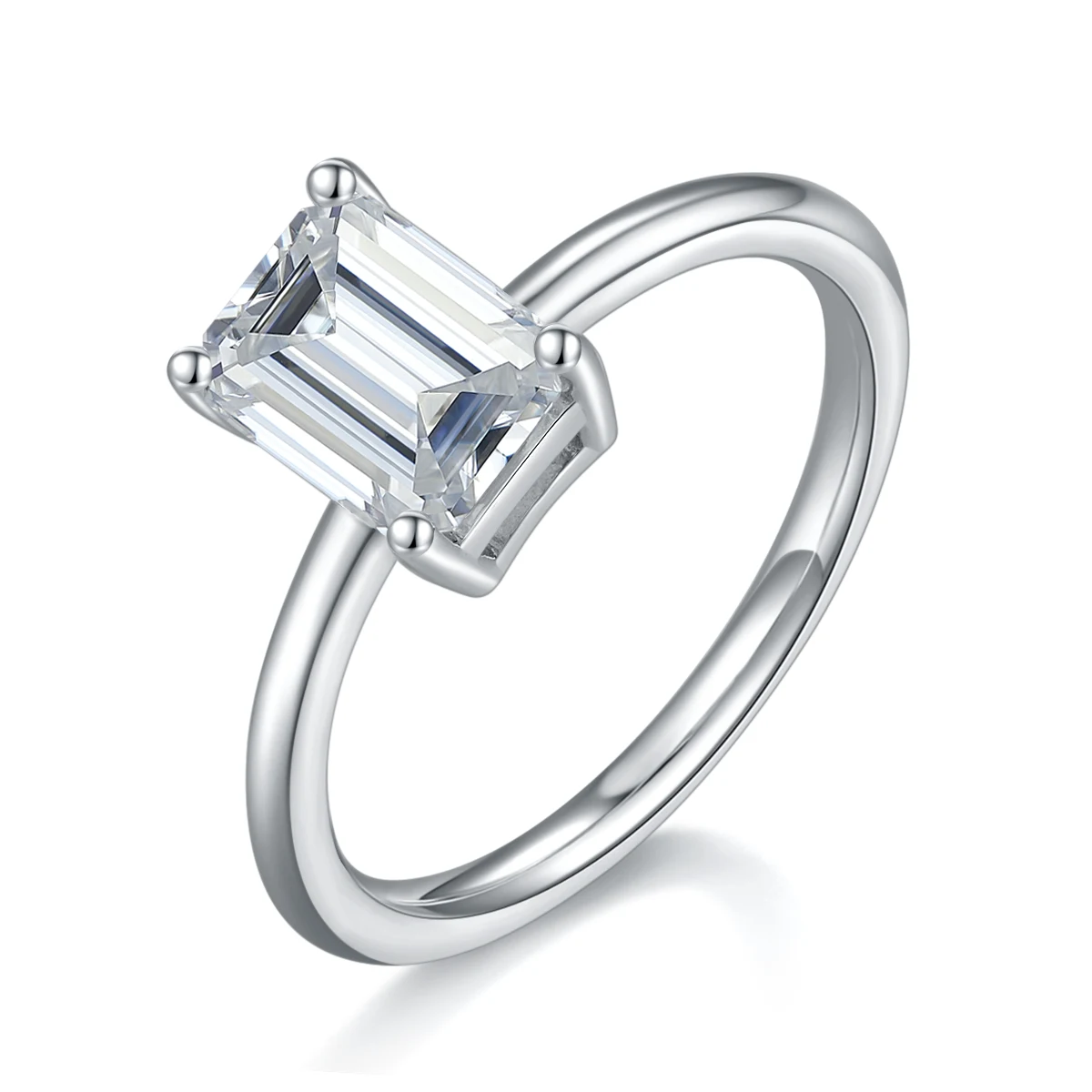 Rectangular Solitaire Lab-Grown Diamond Ring — 2 ct — product view 1