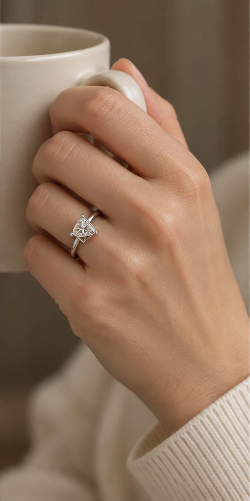 Trillion Solitaire Lab-Grown Diamond Ring — 2 ct editorial styling