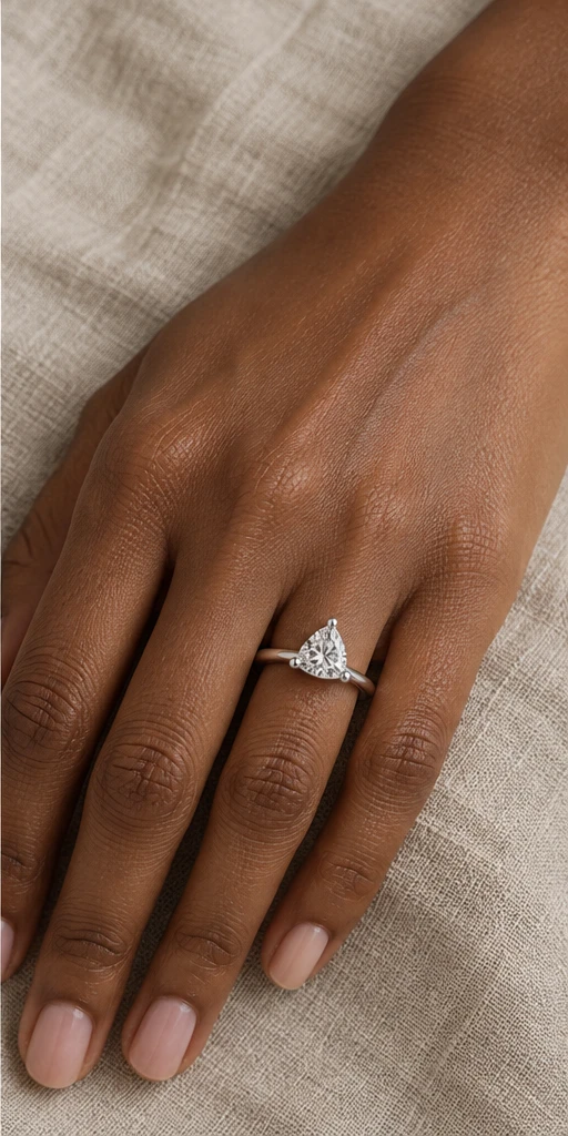Trillion Solitaire Lab-Grown Diamond Ring — 2 ct editorial styling