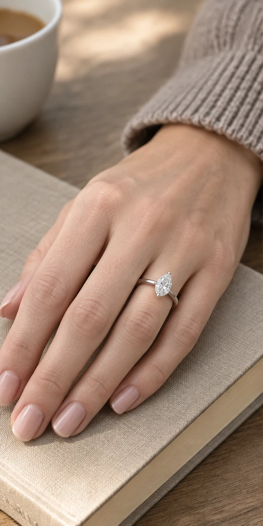 Pear Solitaire Lab-Grown Diamond Ring — 2 ct styling