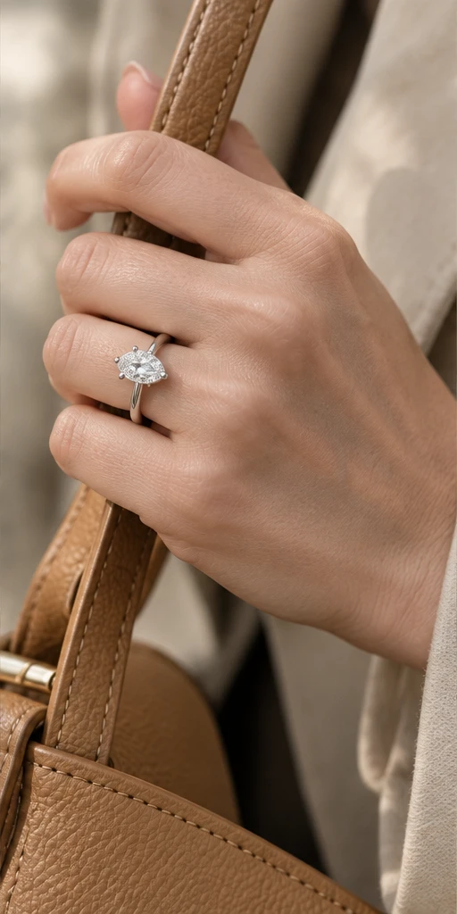 Pear Solitaire Lab-Grown Diamond Ring — 2 ct editorial styling