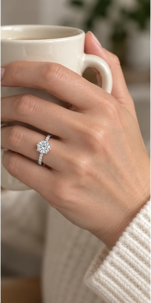 Round Accent Lab-Grown Diamond Ring — 2 ct editorial styling