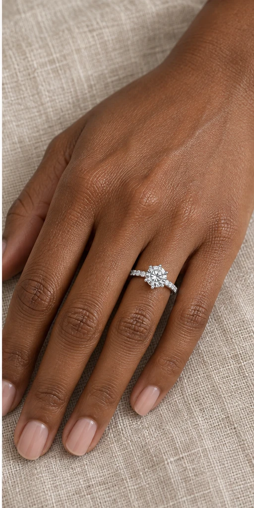Round Accent Lab-Grown Diamond Ring — 2 ct editorial styling