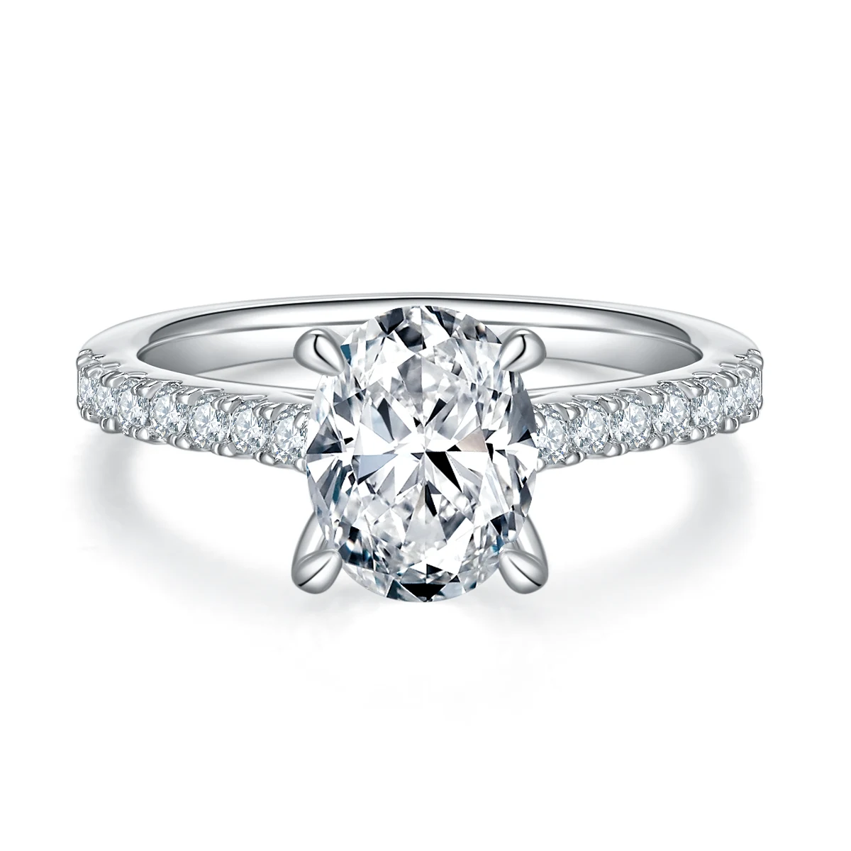 Oval Accent Lab-Grown Diamond Ring — 2 ct — product view 3