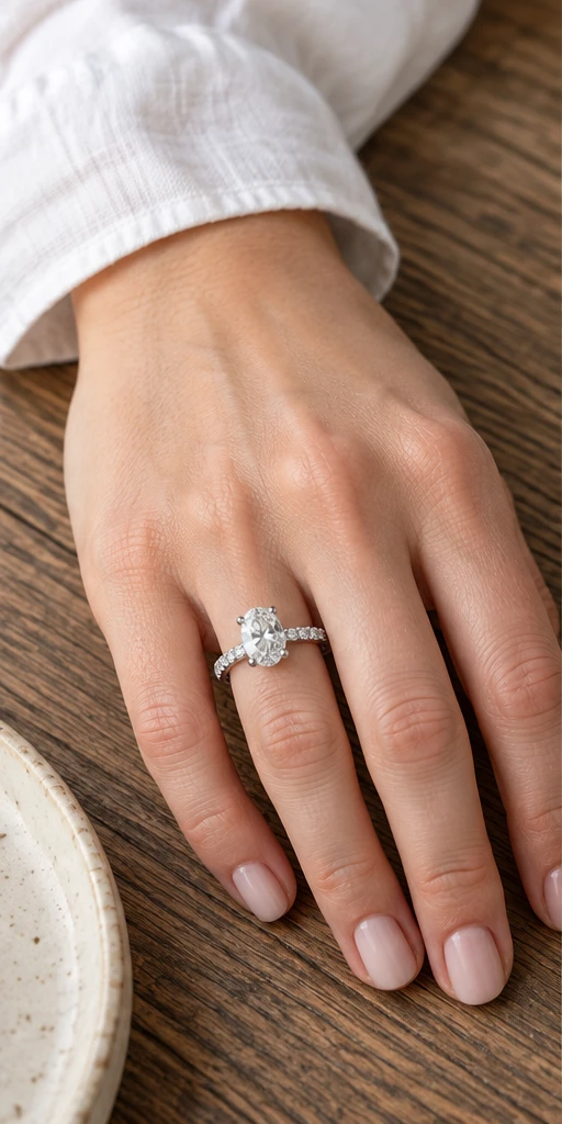 Oval Accent Lab-Grown Diamond Ring — 2 ct styling