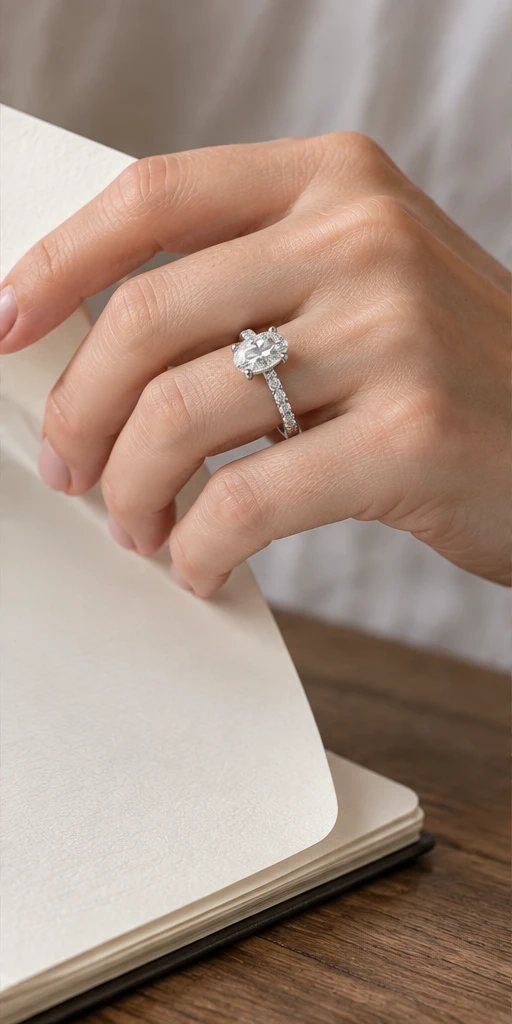 Oval Accent Lab-Grown Diamond Ring — 2 ct editorial styling