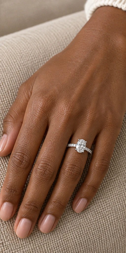 Oval Accent Lab-Grown Diamond Ring — 2 ct editorial styling