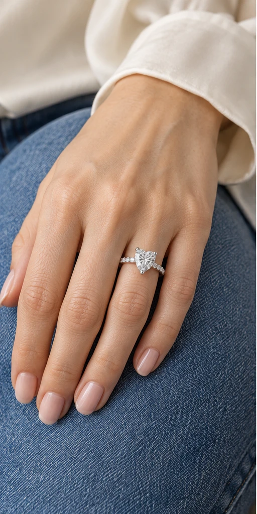 Heart Accent Lab-Grown Diamond Ring — 2 ct styling