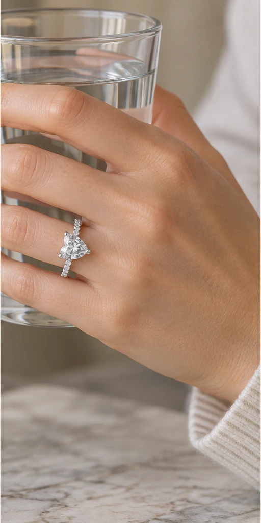 Heart Accent Lab-Grown Diamond Ring — 2 ct editorial styling