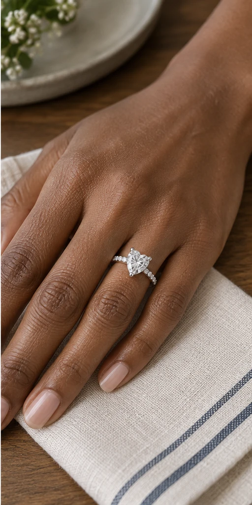 Heart Accent Lab-Grown Diamond Ring — 2 ct editorial styling