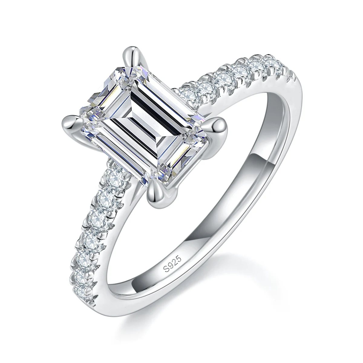Rectangular Accent Lab-Grown Diamond Ring — 2 ct — product view 1