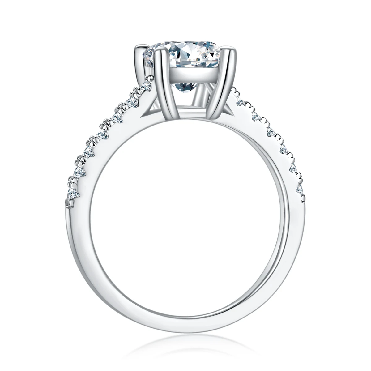 Rectangular Accent Lab-Grown Diamond Ring — 2 ct — product view 2