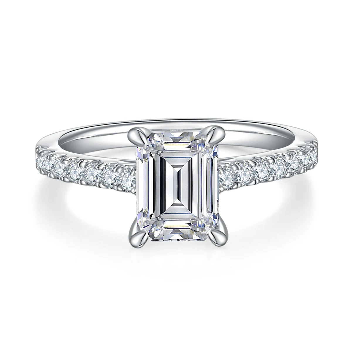 Rectangular Accent Lab-Grown Diamond Ring — 2 ct — product view 3