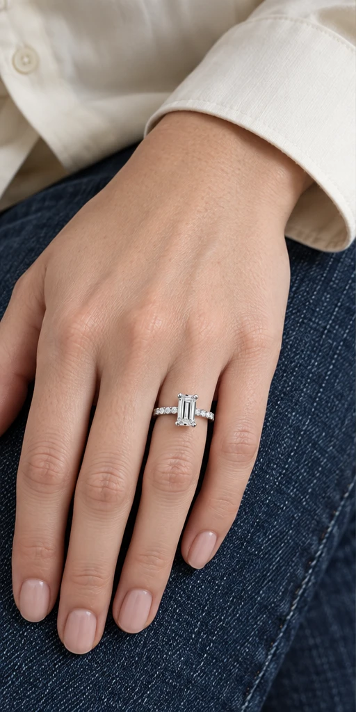 Rectangular Accent Lab-Grown Diamond Ring — 2 ct styling