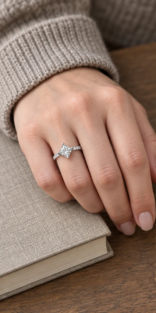 Square Accent Lab-Grown Diamond Ring — 2 ct styling