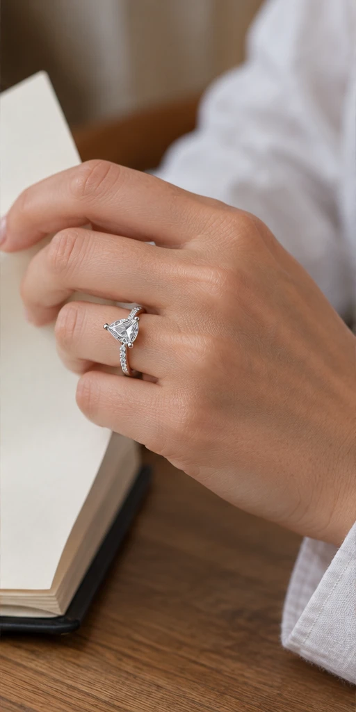 Trillion Accent Lab-Grown Diamond Ring — 2 ct editorial styling