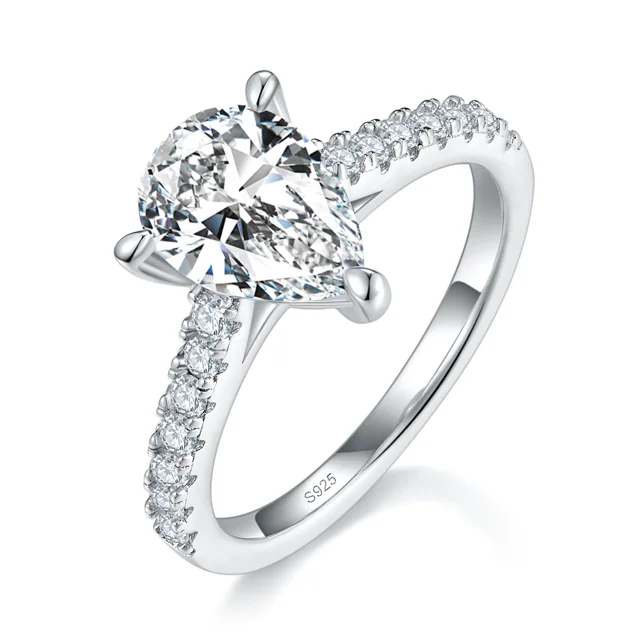 Pear Accent Lab-Grown Diamond Ring — 2 ct