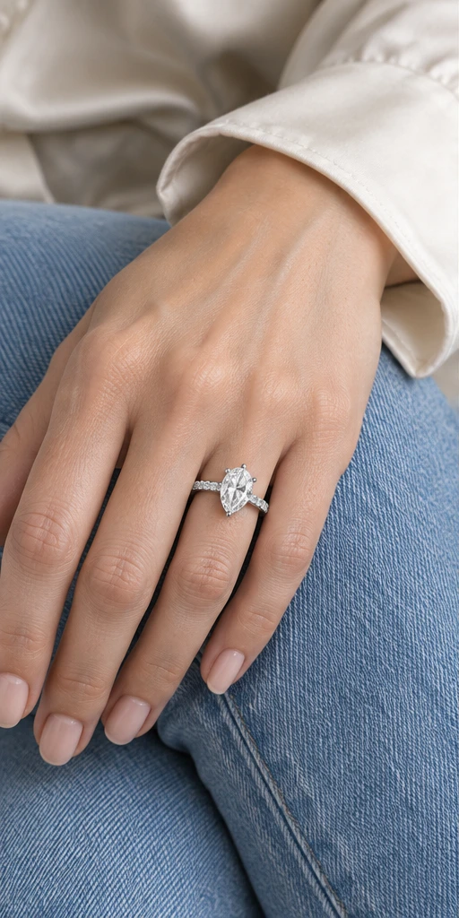 Pear Accent Lab-Grown Diamond Ring — 2 ct styling