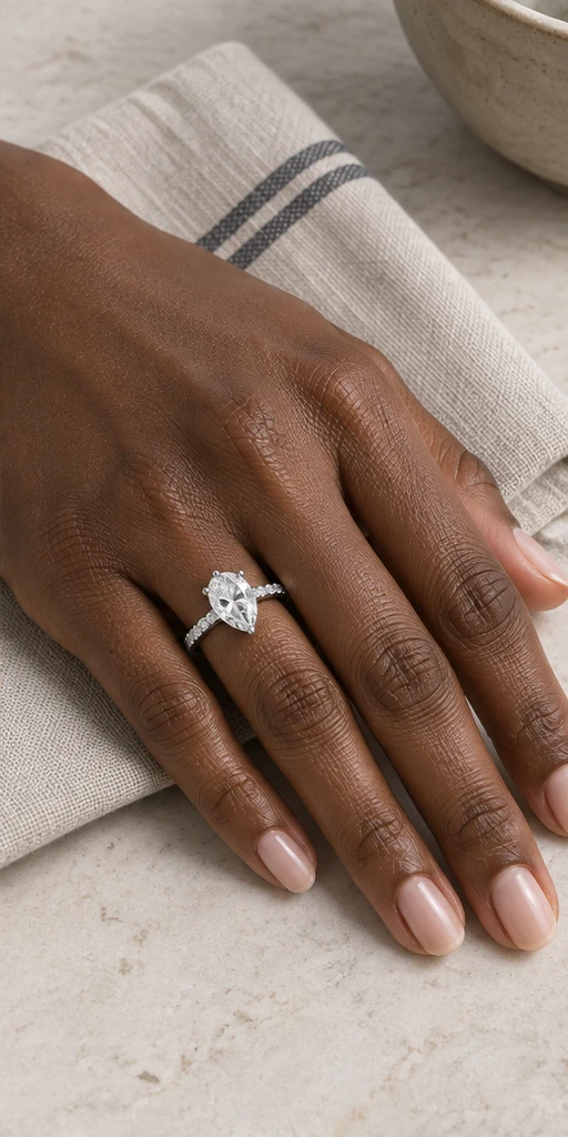 Pear Accent Lab-Grown Diamond Ring — 2 ct editorial styling