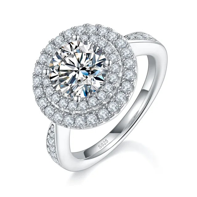 Round Halo Lab-Grown Diamond Ring — 2 ct