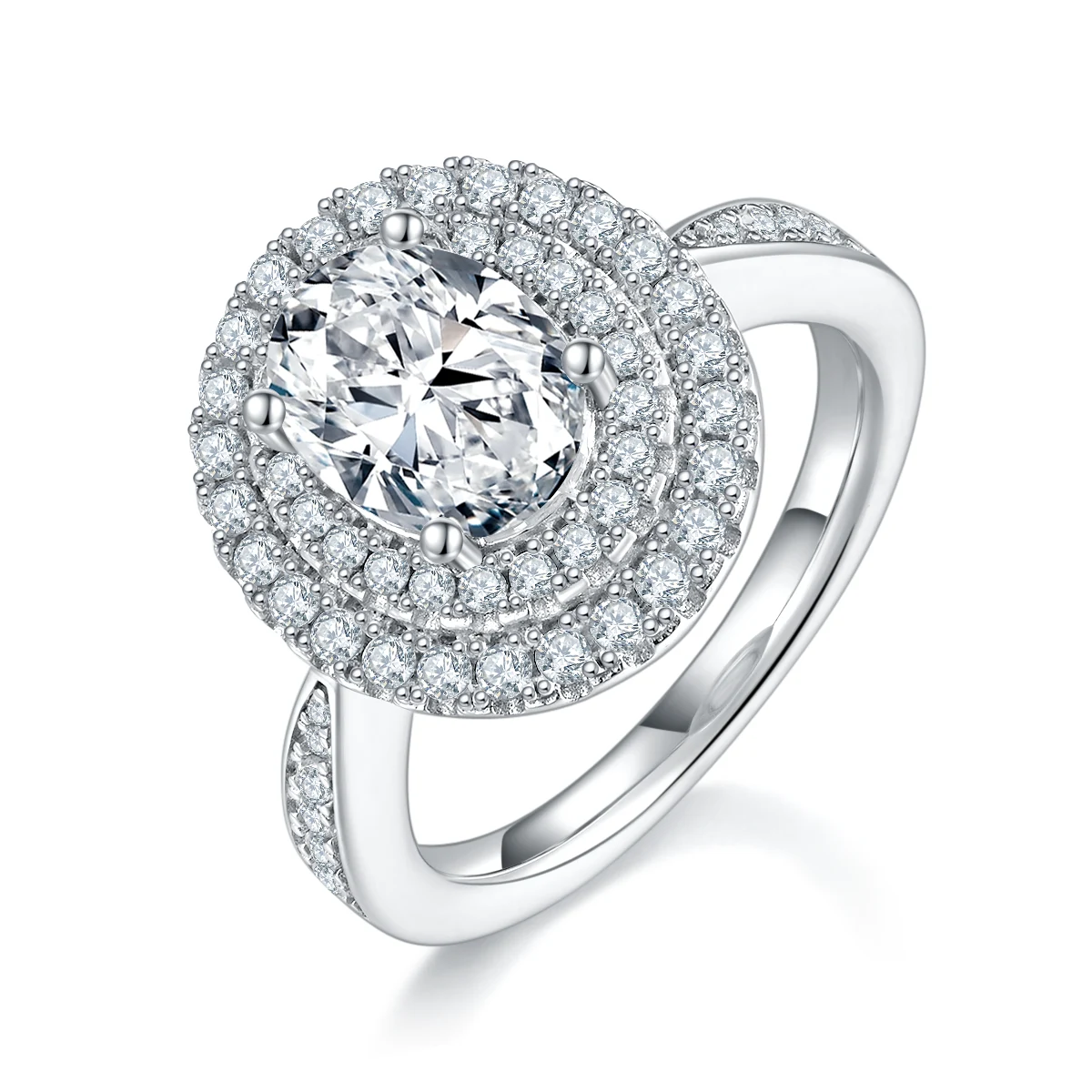 Oval Halo Lab-Grown Diamond Ring — 2 ct — product view 1